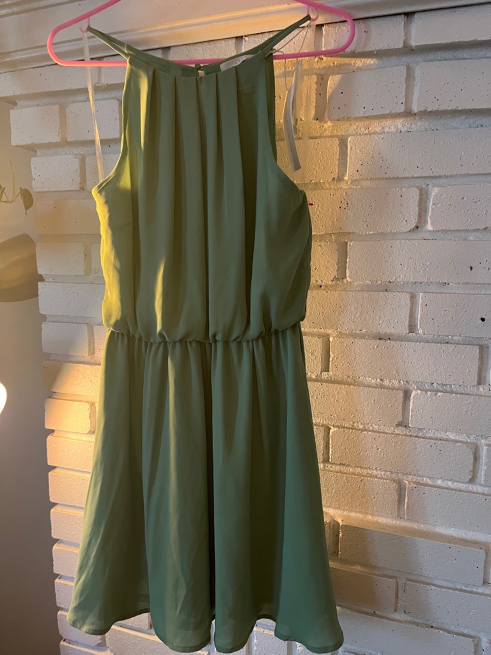 Lush Sage Green Halter Mini Dress